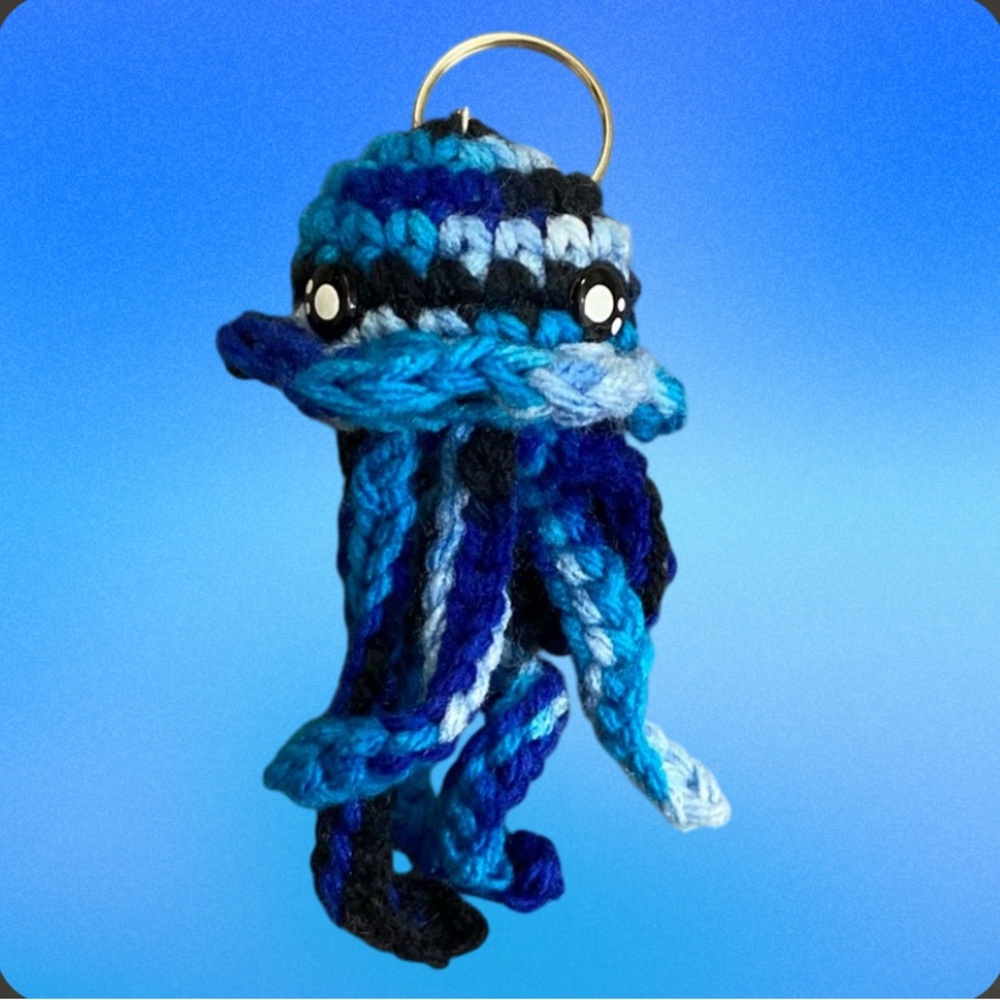 Sold🥳Ocean Blue Crochet Jellyfish Keychain